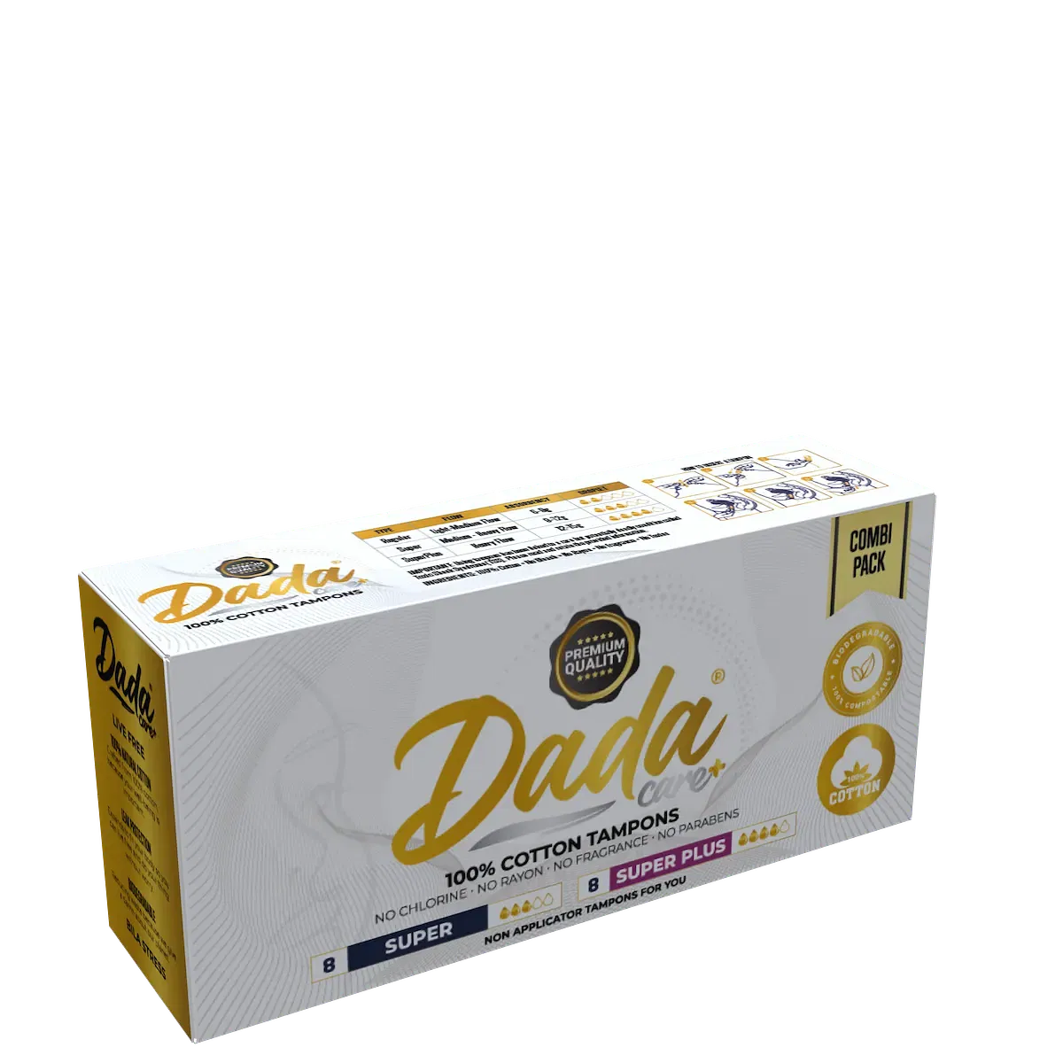 Dadacare Cotton Tampons Combi (White)