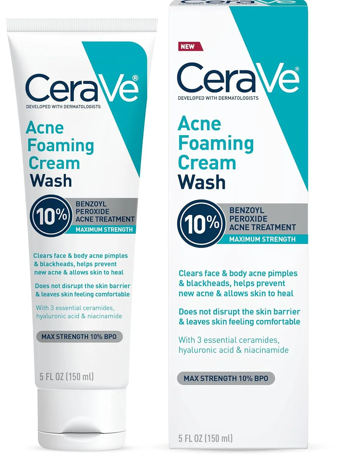 CeraVe Acne Foaming Cream Wash 10% Benzoyl Peroxide
